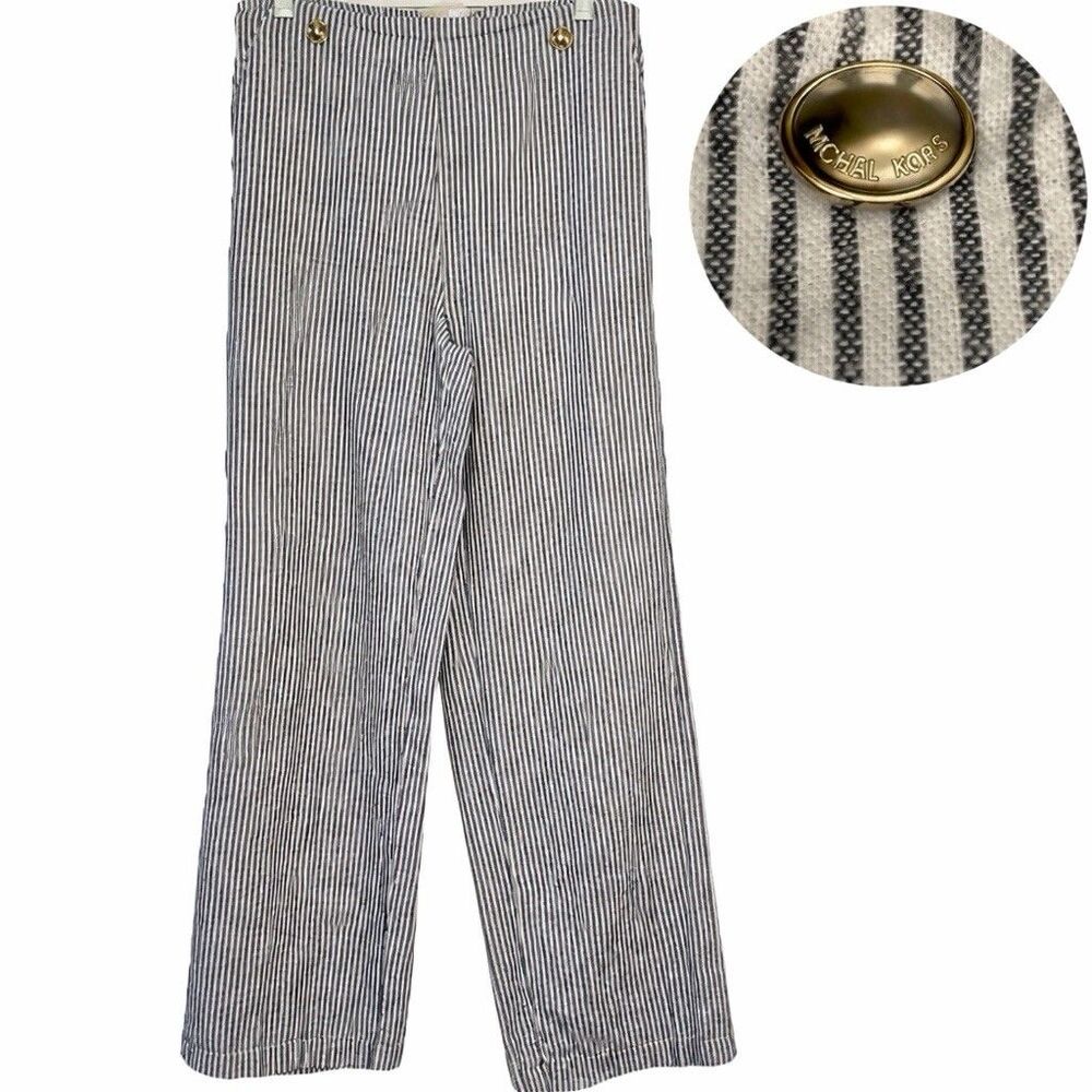 Michael Michael Kors Linen Blend Striped Pants Womens Medium Coastal Vacation